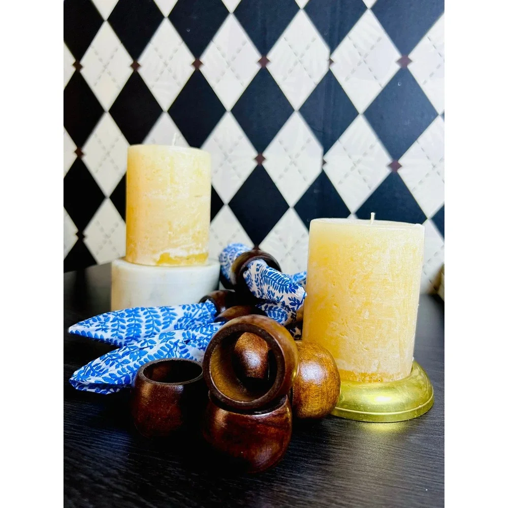 Wooden Napkin Rings Set of 8 Rustic Brown Tabletop Entertaining Organic Boho
